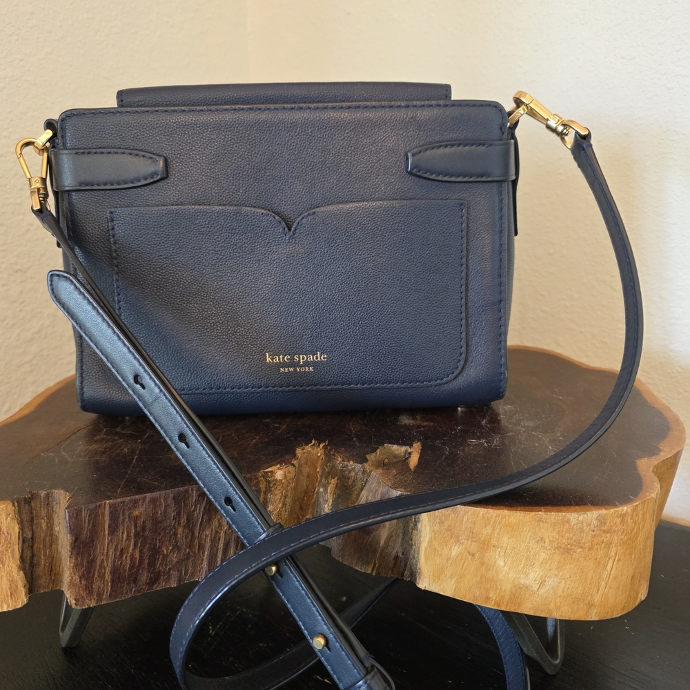 Kate Spade Navy Leather Crossbody"Toujours" CoA - Picture 6 of 14